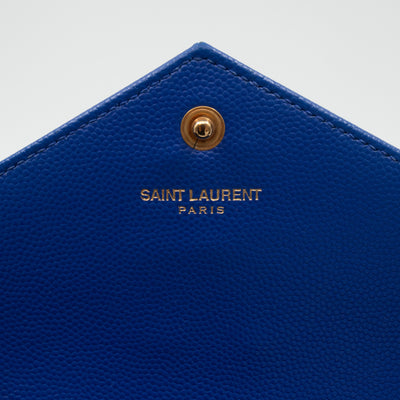 Cassandre Envelope Chain Wallet Blue Grained Leather