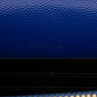 Cassandre Envelope Chain Wallet Blue Grained Leather