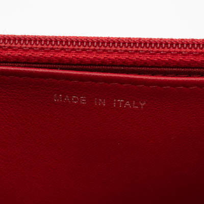 Coco Boy Wallet On Chain Quilted Red Patent Leather Silver