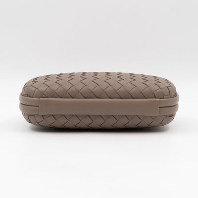 Knot Clutch with Chain Intrecciato Greige Leather