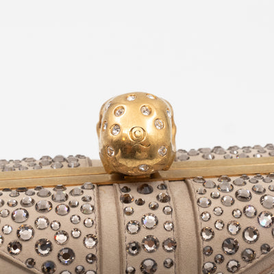 Skull Clutch Britannia Union Jack Crystal Beige Suede