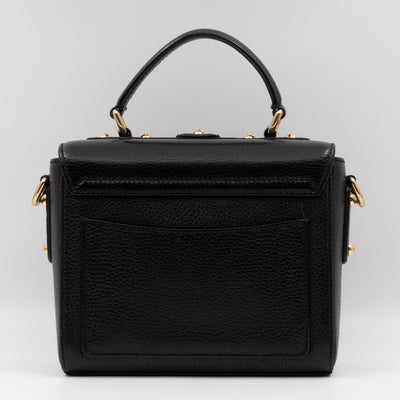 Padlock Flap Bag Black Grained Leather
