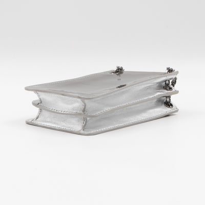 CC Phone Holder Crossbody Bag Silver Metallic Patent Leather