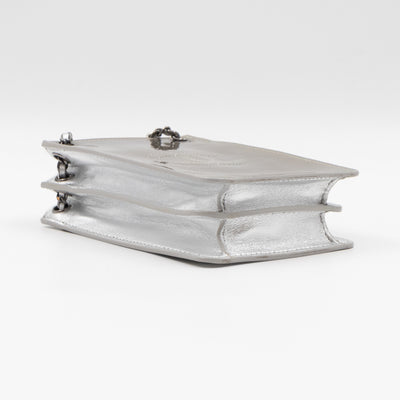 CC Phone Holder Crossbody Bag Silver Metallic Patent Leather