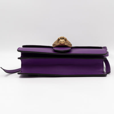 Animalier Medium Shoulder Bag Purple Leather