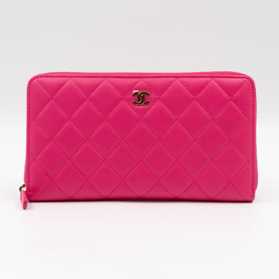 Zip Around Organizer Wallet Pink Leather