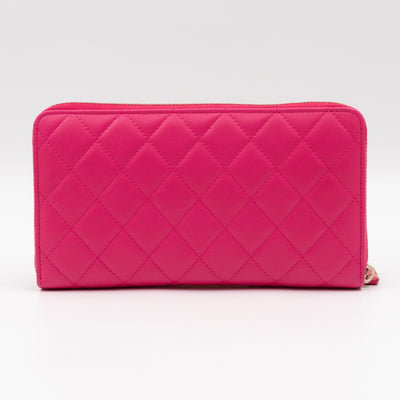 Zip Around Organizer Wallet Pink Leather