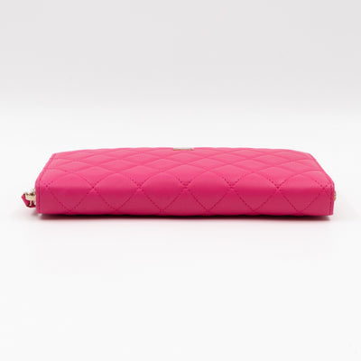 Zip Around Organizer Wallet Pink Leather