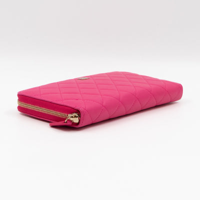 Zip Around Organizer Wallet Pink Leather