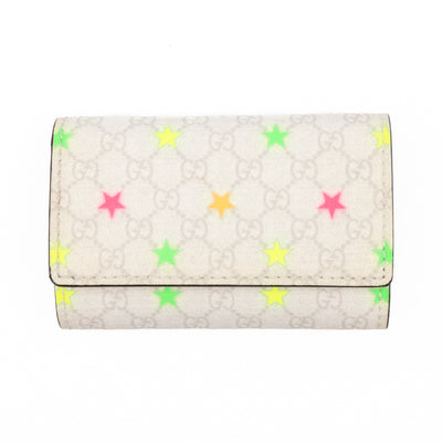 6-Key Holder White Micro GG Supreme Stars Canvas
