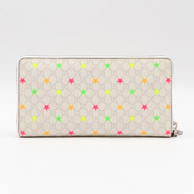 Zip Around Wallet White Micro GG Supreme Stars Canvas