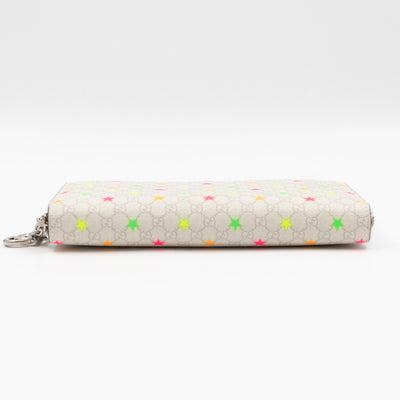Zip Around Wallet White Micro GG Supreme Stars Canvas