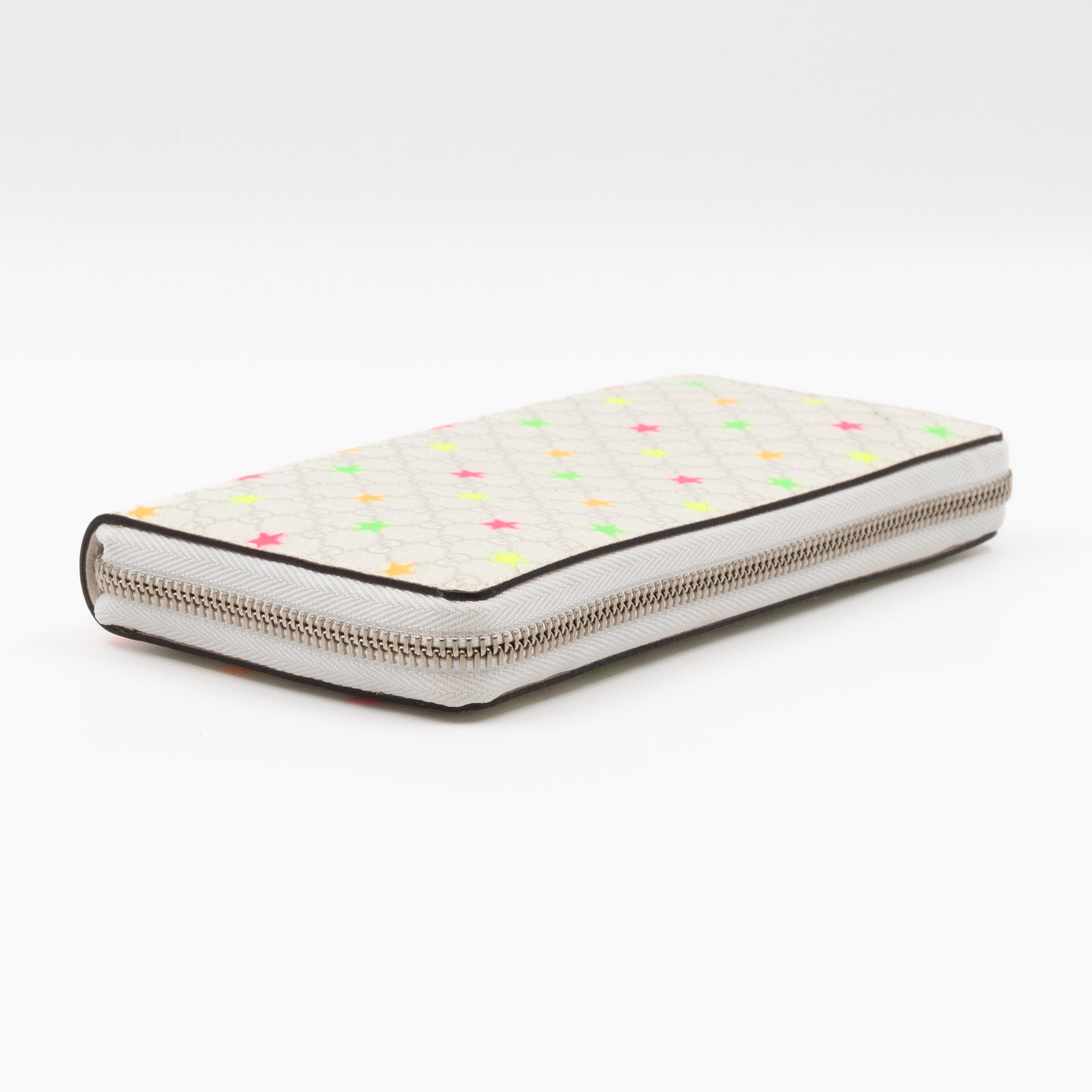 Zip Around Wallet White Micro GG Supreme Stars Canvas