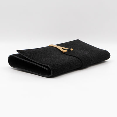 Chyc Ligne Y Clutch Black Glitter Leather