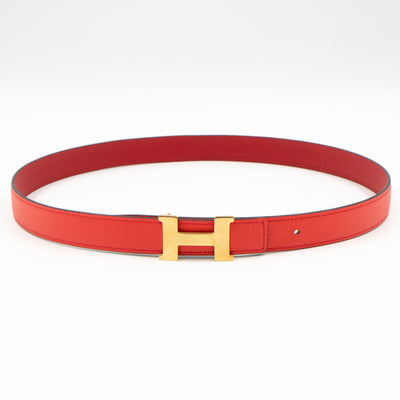 Mini Constance Buckle & Reversible Red and Rose Jaipur Leather Belt 80 cm