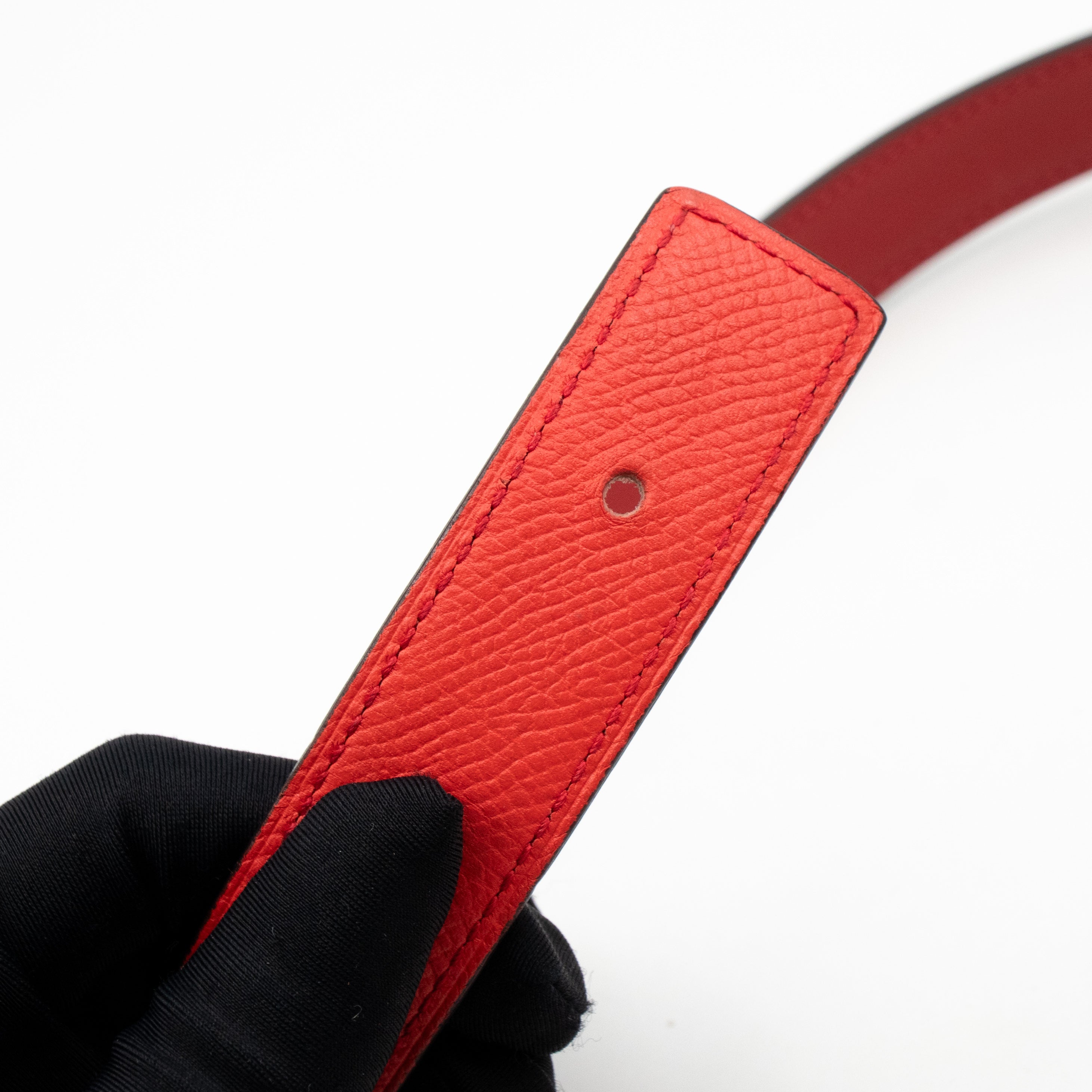 Mini Constance Buckle & Reversible Red and Rose Jaipur Leather Belt 80 cm