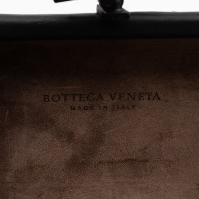 Knot Clutch Studded Under Intrecciato Black Leather