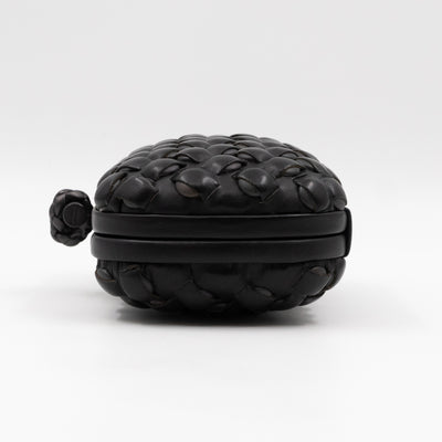 Knot Clutch Studded Under Intrecciato Black Leather