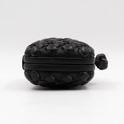 Knot Clutch Studded Under Intrecciato Black Leather