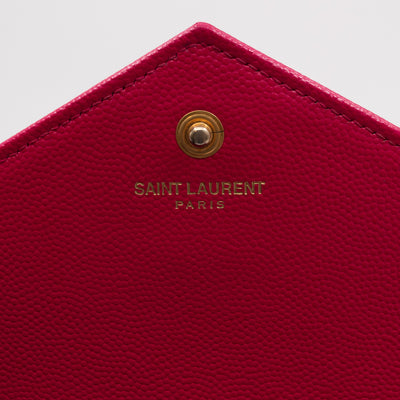 Classic Cassandre Envelope Chain Wallet Pink Grained Leather