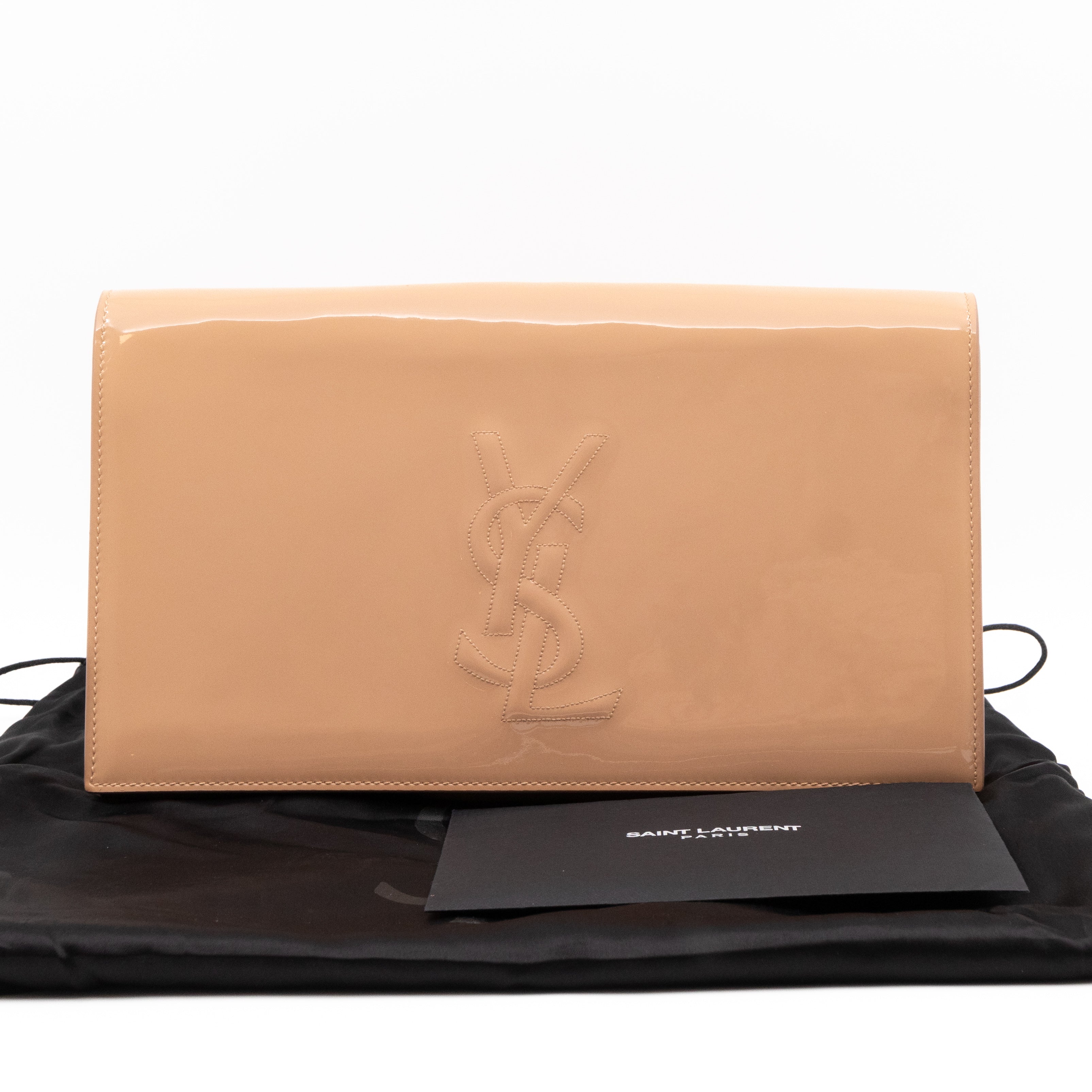 Belle De Jour Clutch Large Patent Leather Rose Beige