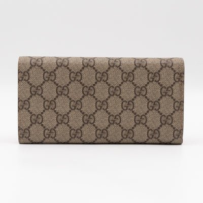 Continental Heart Long Wallet GG Supreme Monogram Neon Pink