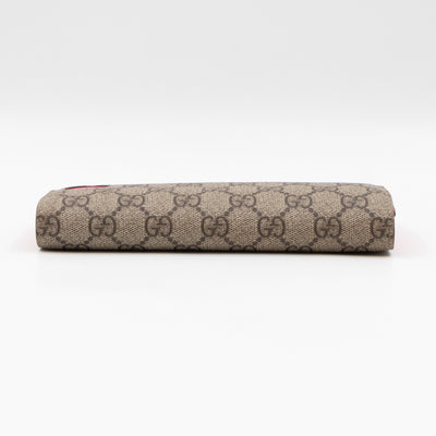 Continental Heart Long Wallet GG Supreme Monogram Neon Pink