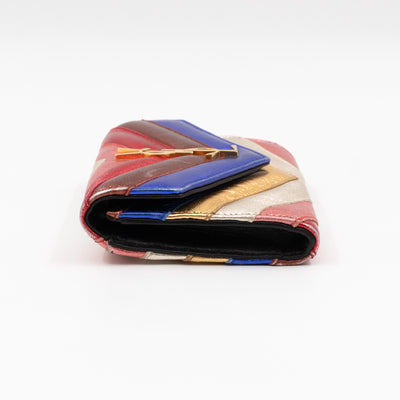 Classic Monogram College Envelope Wallet Metallic Chevron Leather
