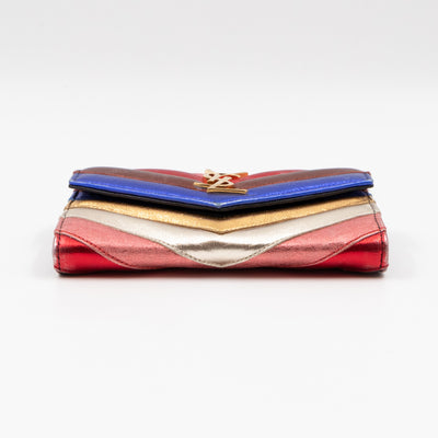 Classic Monogram College Envelope Wallet Metallic Chevron Leather