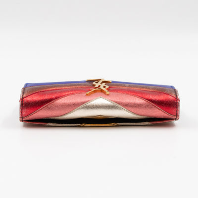 Classic Monogram College Envelope Wallet Metallic Chevron Leather