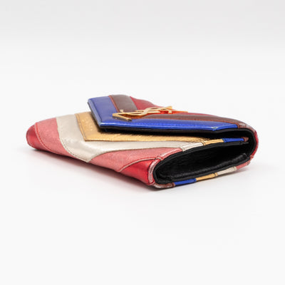 Classic Monogram College Envelope Wallet Metallic Chevron Leather
