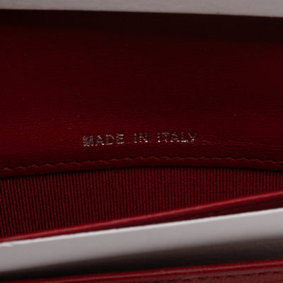 Long Trifold Flap Wallet Red Leather
