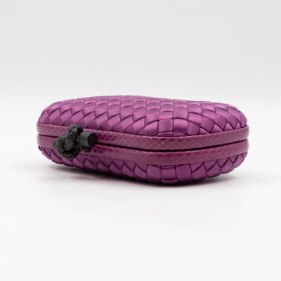 Knot Clutch Purple Satin Intrecciato Python Edge