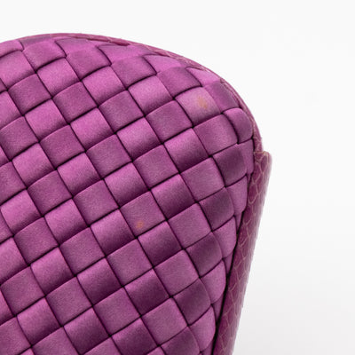 Knot Clutch Purple Satin Intrecciato Python Edge