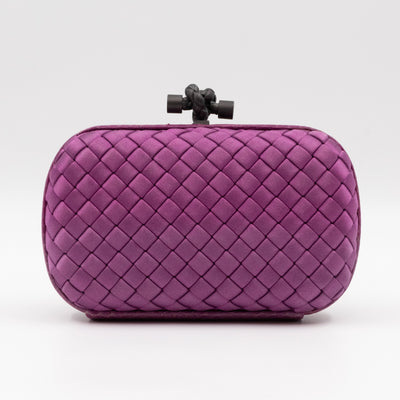 Knot Clutch Purple Satin Intrecciato Python Edge