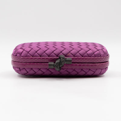 Knot Clutch Purple Satin Intrecciato Python Edge