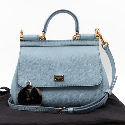 Sicily Small Dauphine Leather Light Blue