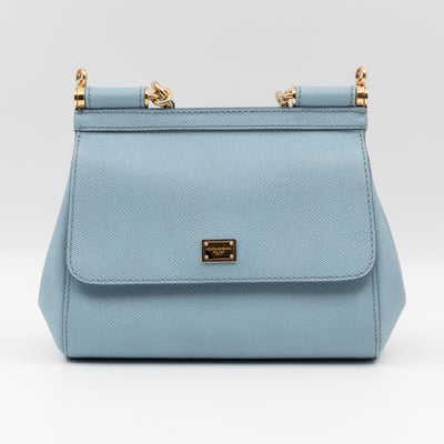 Sicily Small Dauphine Leather Light Blue