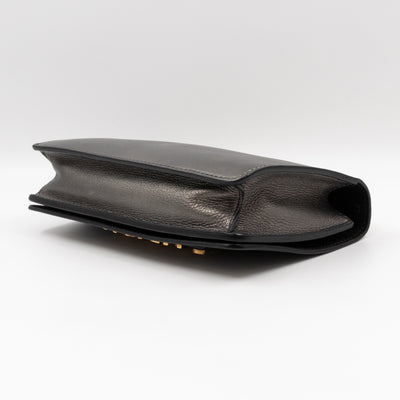 J'Adior Flap Bag Medium Metallic Gray Leather