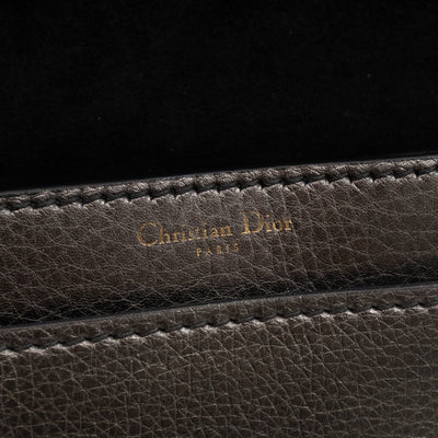 J'Adior Flap Bag Medium Metallic Gray Leather