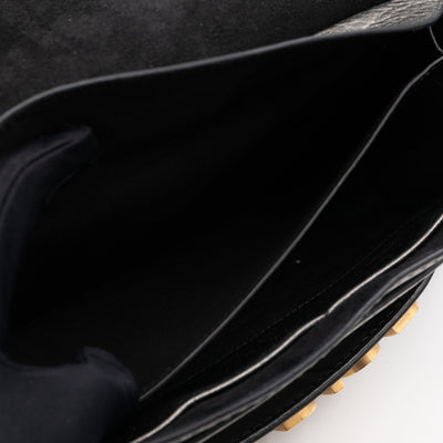 J'Adior Flap Bag Medium Metallic Gray Leather