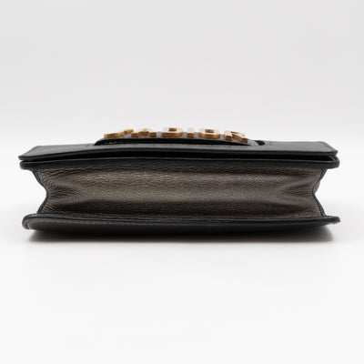 J'Adior Flap Bag Medium Metallic Gray Leather