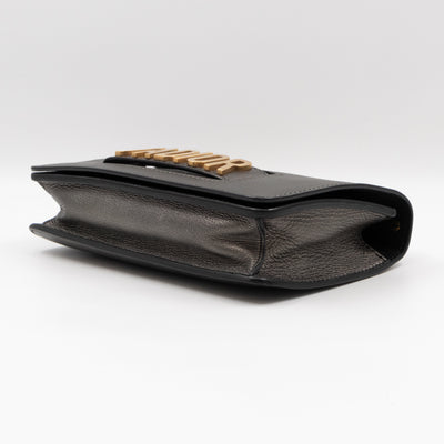 J'Adior Flap Bag Medium Metallic Gray Leather