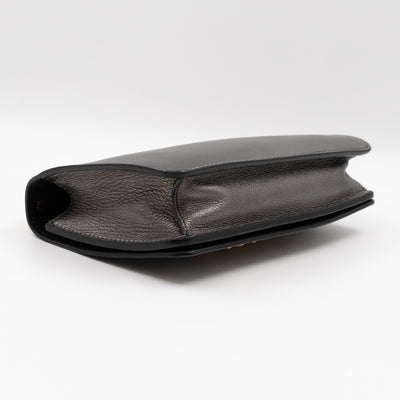 J'Adior Flap Bag Medium Metallic Gray Leather