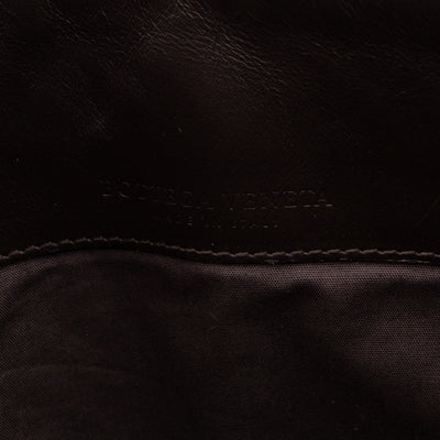 Flat Messenger Bag Intrecciato Dark Brown Leather