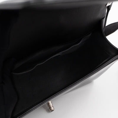 Boy Bag Old Medium Black Patent Leather with Plexiglass Lock