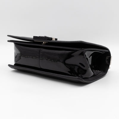 Boy Bag Old Medium Black Patent Leather with Plexiglass Lock