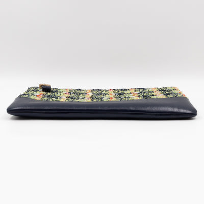 Large Gabrielle O Case Tweed Blue Leather