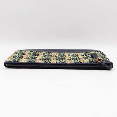 Large Gabrielle O Case Tweed Blue Leather