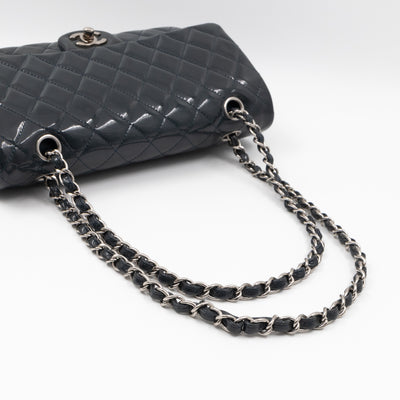 Classic Double Flap Medium Navy Patent Leather